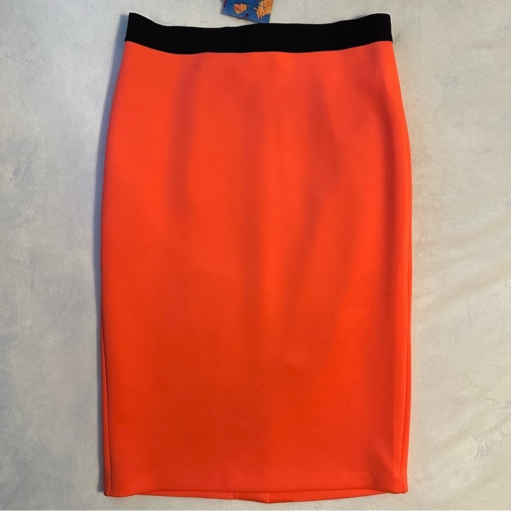 Milly x Design Nation Neon Orange Midi Tube Skirt Sz M Arancia stretch NWT